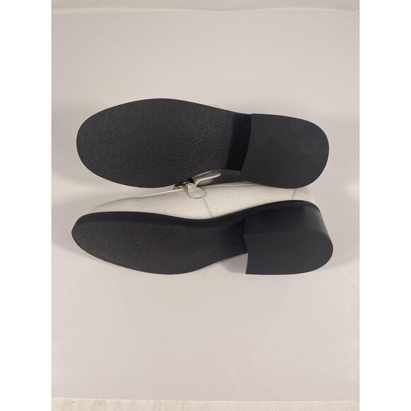 Aqua Lena Shoes Women's Size 9.5 Bone Lizard White Loafer Gold Chain New Boxed - Picture 8 of 10